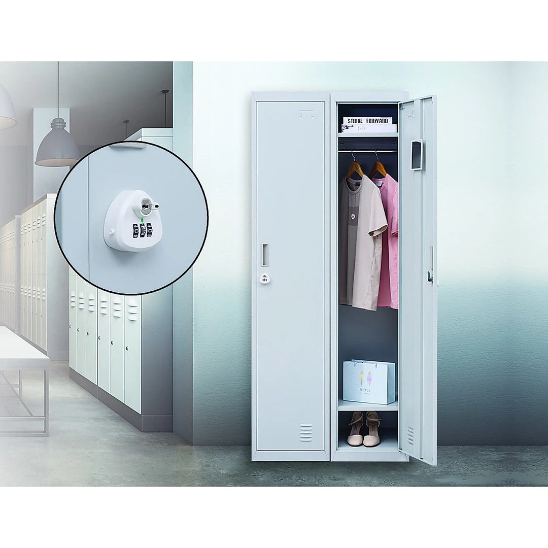 Salvatore Angelotti Grey One-Door Office Gym Shed Clothing Locker Cabinet - 3-Digit Combination Lock Furniture