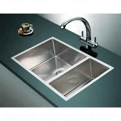 Brienz DIY & Renovation 1.2mm Handmade Double Stainless Steel Sink With Waste - 715x440mm