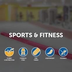 Randy & Travis Machinery Sports & Fitness 2.2m Gymnastics Folding Balance Beam Pink Synthetic Suede