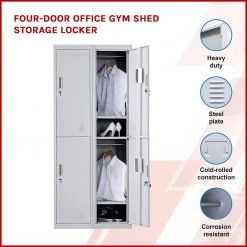 Salvatore Angelotti Grey Four-Door Office Gym Shed Storage Locker- Standard Lock With 2 Keys Furniture