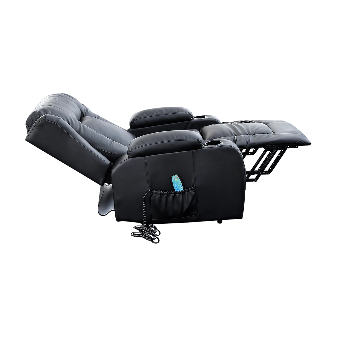 Palermo Recliner Chair Electric Massage Chair Lift Heated Leather Lounge Sofa Black Furniture