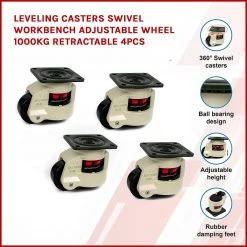Randy & Travis Machinery Leveling Casters Swivel Workbench Adjustable Wheel 1000KG Retractable 4PCS