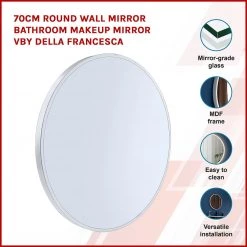 70cm Round Wall Mirror Bathroom Makeup Mirror By Della Francesca - White DIY & Renovation
