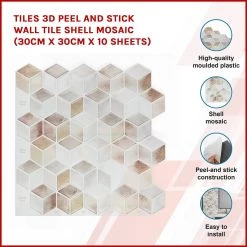 Randy & Travis Machinery DIY & Renovation Tiles 3D Peel And Stick Wall Tile Shell Mosaic ({{Size}} X 10 Sheets)