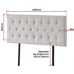 Palermo Double Linen Fabric Deluxe Headboard Bedhead In Beige Furniture