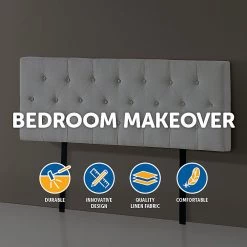 Palermo Double Linen Fabric Deluxe Headboard Bedhead In Beige Furniture