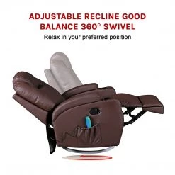 Palermo Brown Massage Sofa Chair Recliner 360 Degree Swivel PU Leather Lounge 8 Point Heated