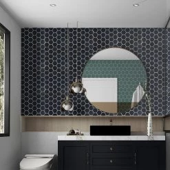 Randy & Travis Machinery Tiles 3D Peel And Stick Wall Tile Hexagonal Mosaic Black ({{Size}} X 10 Sheets)