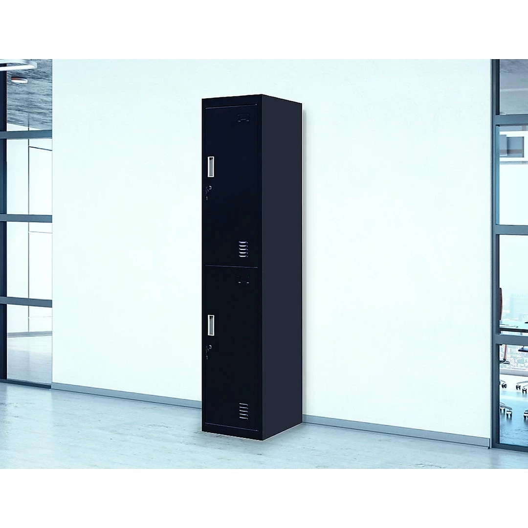 Salvatore Angelotti Furniture Black 2-Door Locker For Office Gym Shed School Home Storage - Standard Lock With 2 Keys