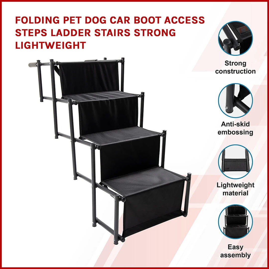Randy & Travis Machinery Folding Pet Dog Car Boot Access Steps Ladder Stairs Strong Lightweight