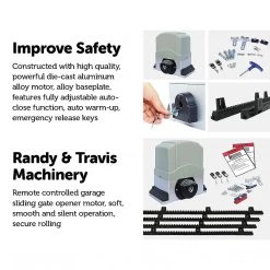 Randy & Travis Machinery 1800KG Auto Slide Sliding Gate Opener Automatic W 4m Rail