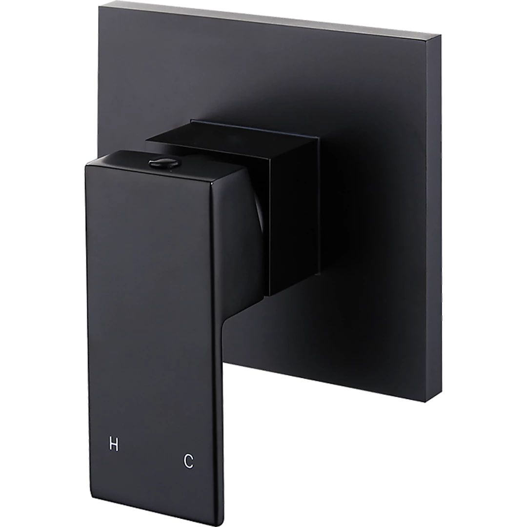 Della Francesca DIY & Renovation Polished Black Bathroom Shower Wall Mixer W/ WaterMark