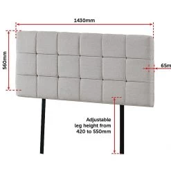 Palermo Furniture Beige Linen Fabric Double Deluxe Tufted Headboard Bedhead