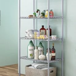 Randy & Travis Machinery Furniture 5 Tier Chrome Metal Storage Rack Shelving Wire Shelf