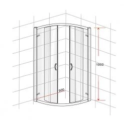 Della Francesca DIY & Renovation 90 X 90cm Rounded Sliding 6mm Curved Shower Screen With Base In Chrome