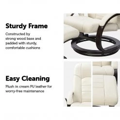 Palermo Furniture PU Leather Deluxe Massage Chair Recliner Ottoman Lounge Remote