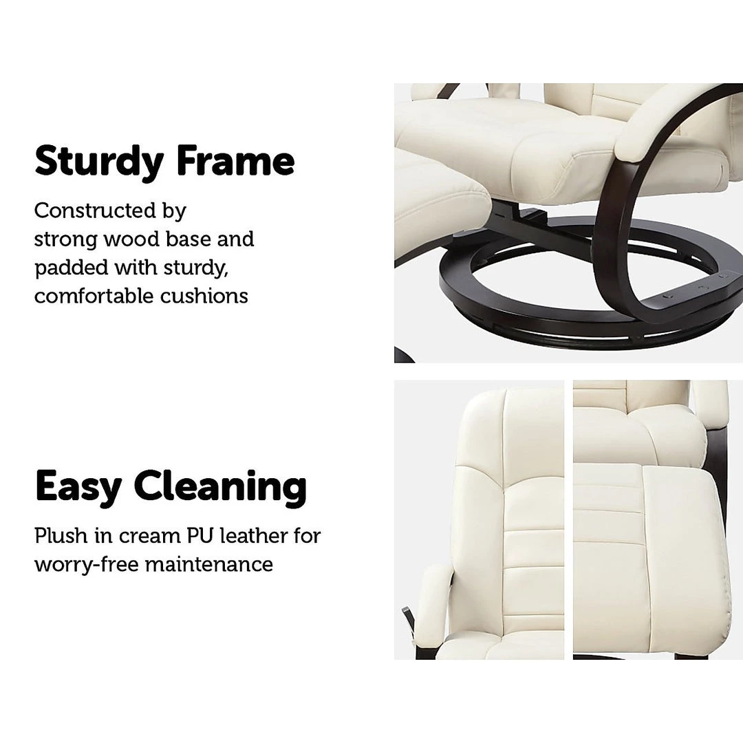 Palermo Furniture PU Leather Deluxe Massage Chair Recliner Ottoman Lounge Remote