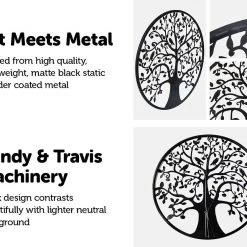 Randy & Travis Machinery Home & Lifestyle 60cm Black Tree Of Life Wall Art Hanging Metal Iron Sculpture Garden