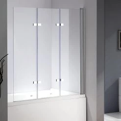 Della Francesca DIY & Renovation 3 Fold CHROME Folding Bath Shower Screen Door Panel - 130 X 140cm