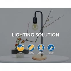 FactoryFast.com.au Modern Black Table Lamp Desk Light Timber Base Bedside Bedroom Home & Lifestyle