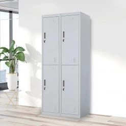 Salvatore Angelotti Grey Four-Door Office Gym Shed Storage Locker- Standard Lock With 2 Keys Furniture