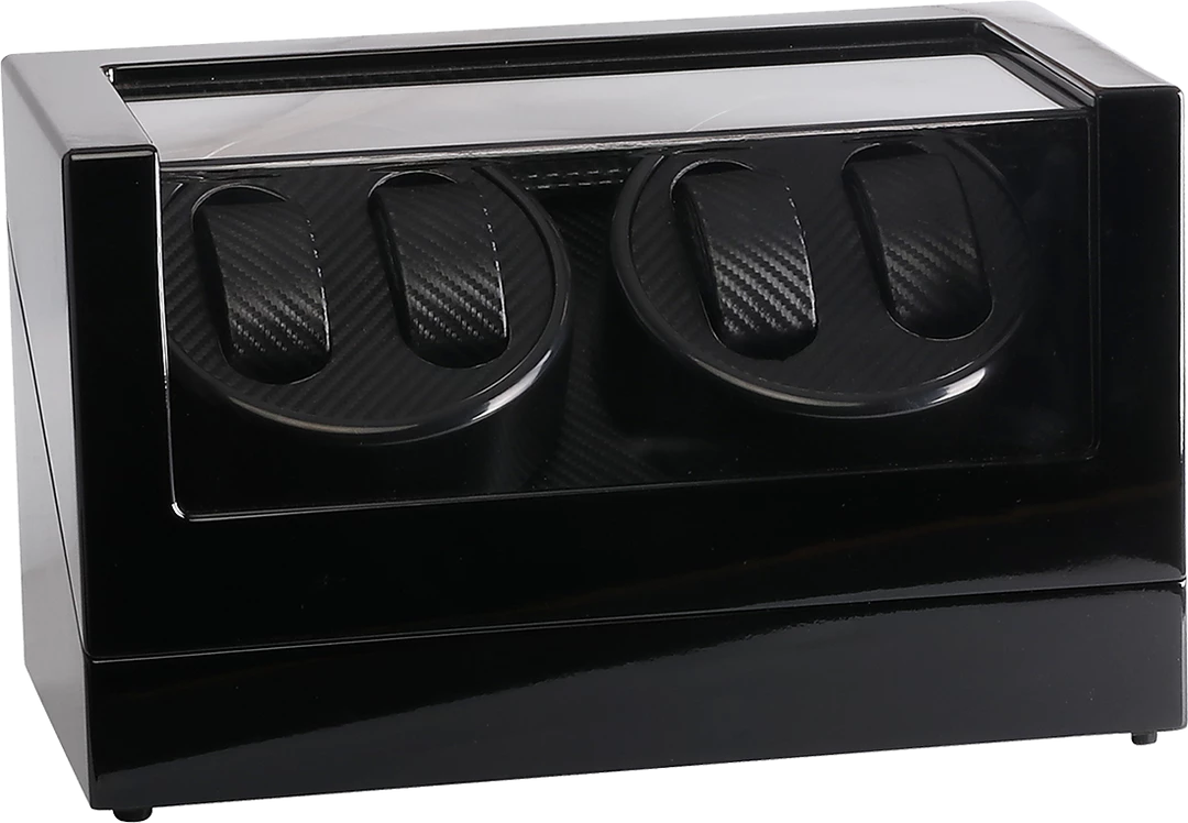 Randy & Travis Machinery Automatic Quad Watch Winder Wood Display Box Case Motor Rotation Storage