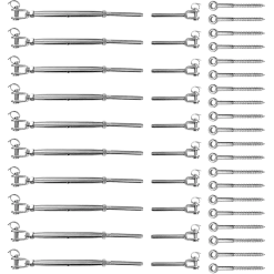 FactoryFast.com.au Stainless Steel Wire Rope DIY Balustrade Kit Jaw/Swage Fork Turnbuckle - 10 Pack