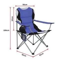 FactoryFast.com.au 2x Folding Camping Arm Chairs Portable Outdoor Garden Fishing Tourer