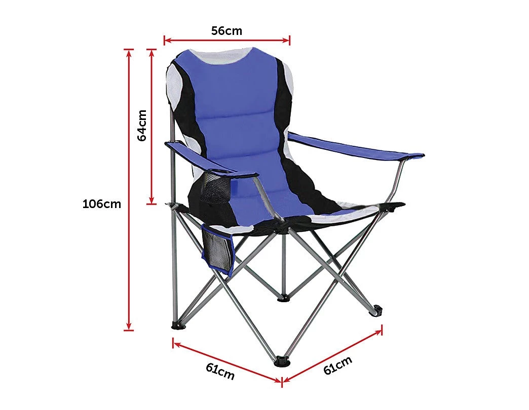 FactoryFast.com.au 2x Folding Camping Arm Chairs Portable Outdoor Garden Fishing Tourer