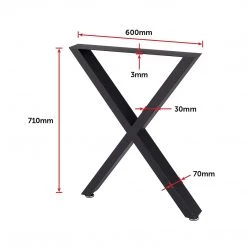 Della Francesca Furniture X-Shaped Table Bench Desk Legs Retro Industrial Design Fully Welded - Black