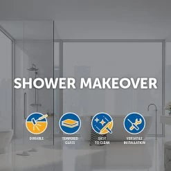 Della Francesca DIY & Renovation 80 X 210cm Frameless 10mm Safety Glass Shower Screen BLACK