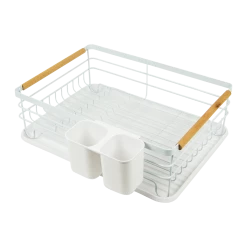 Randy & Travis Machinery Home & Lifestyle Metal Dish Drying Rack Drainboard Holder Tray Kitchen Plates Cutlery Wood Handle