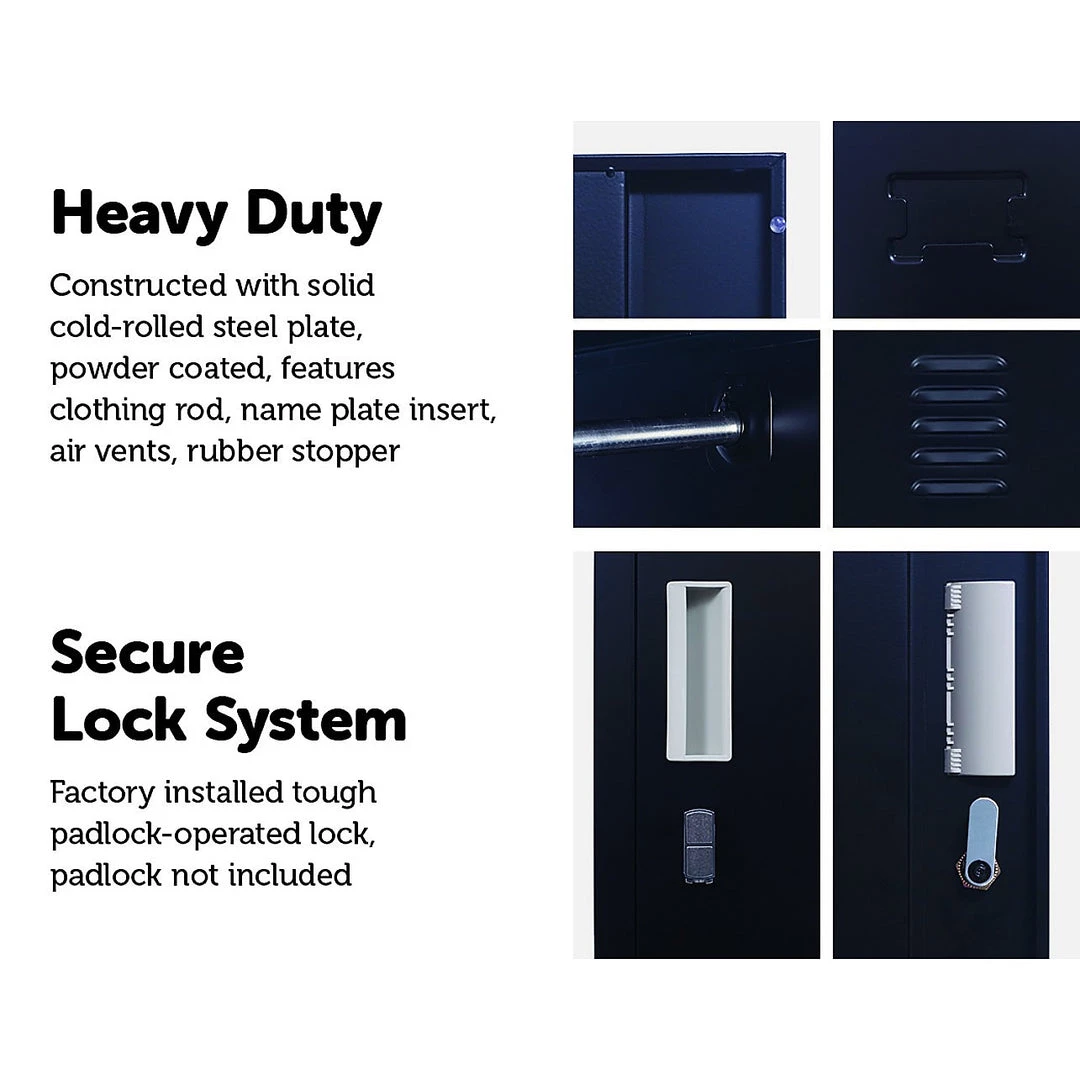 Salvatore Angelotti Black One-Door Office Gym Shed Clothing Locker Cabinet - Padlock-operated Furniture