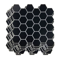 Randy & Travis Machinery Tiles 3D Peel And Stick Wall Tile Hexagonal Mosaic Black ({{Size}} X 10 Sheets)