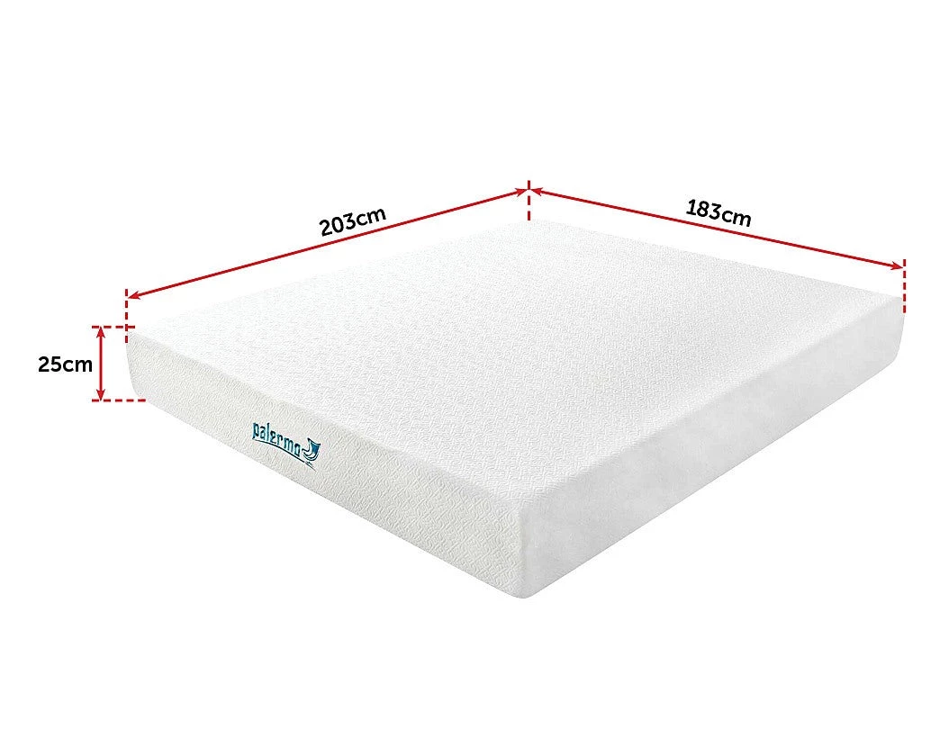 Palermo King 25cm Gel Memory Foam Mattress Dual-Layered - CertiPUR-US Furniture
