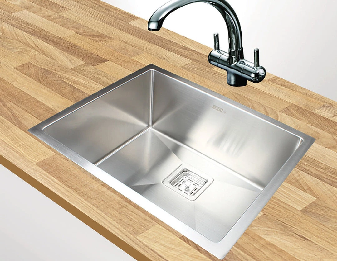 Brienz 550x455mm Handmade 1.5mm Stainless Steel Sink With Square Waste