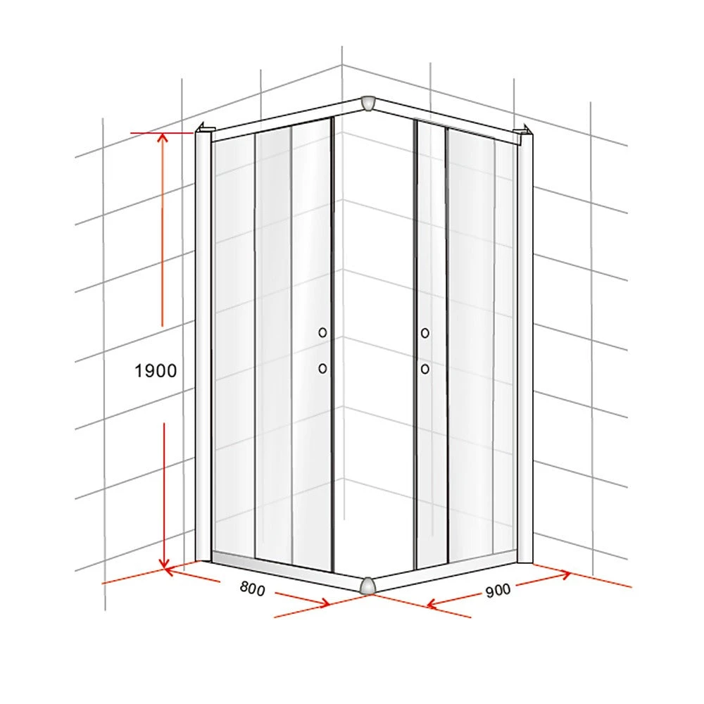 Della Francesca 800 X 900mm Sliding Door Nano Safety Glass Shower Screen In Black DIY & Renovation