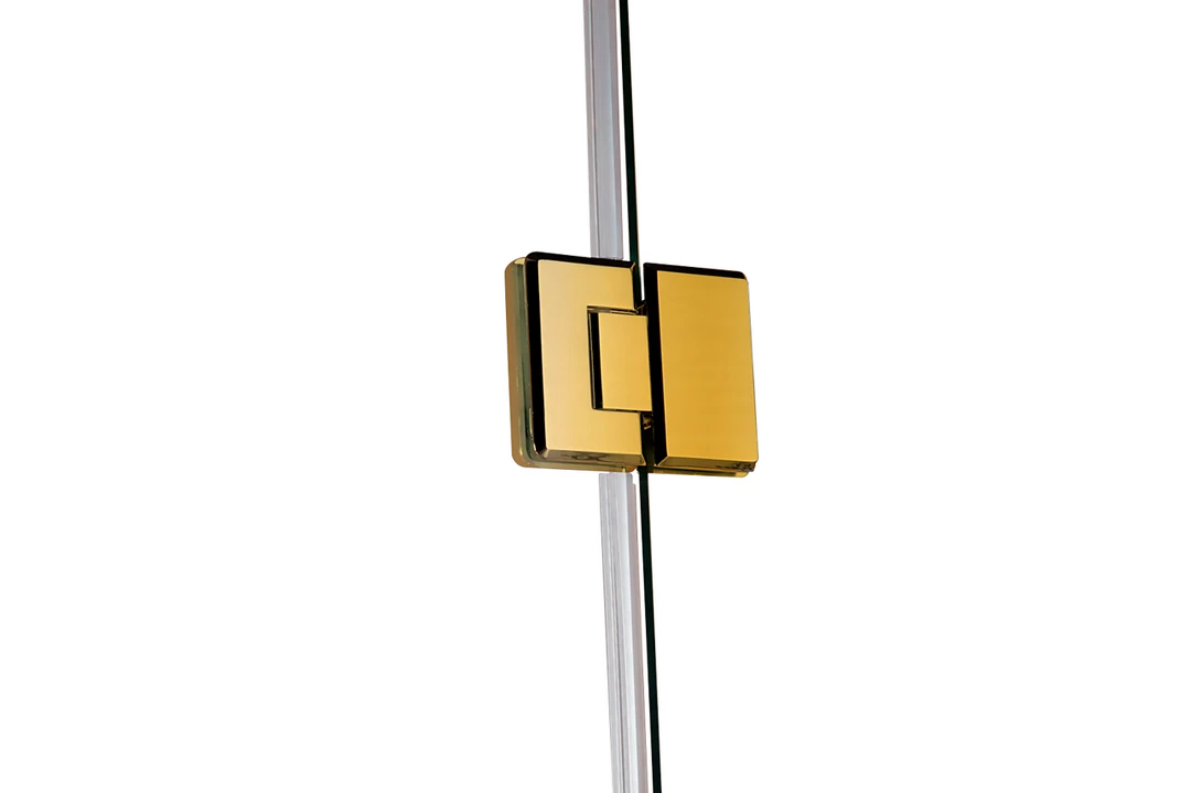 Della Francesca 90 X 200cm Wall To Wall Frameless Shower Screen In GOLD Hardware With ROUND Handle