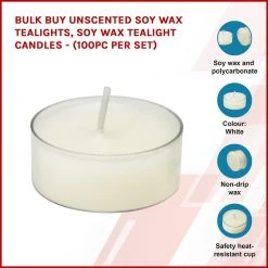 Randy & Travis Machinery Bulk Buy Unscented SOY WAX Tealights, Soy Wax Tealight Candles - (100pc Per Set) Home & Lifestyle