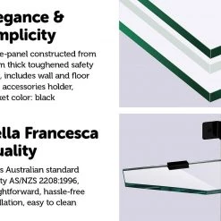 Della Francesca 90 X 210cm Frameless 10mm Safety Glass Shower Screen BLACK DIY & Renovation