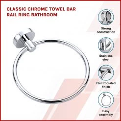 Della Francesca Classic Chrome Towel Bar Rail Ring Bathroom