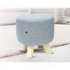 Randy & Travis Machinery Grey Fabric Ottoman Foot Stool Rest Pouffe Wood Padded Seat Round Furniture