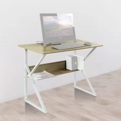 Randy & Travis Machinery Wood & Metal Computer Desk With Shelf Home Office Furniture