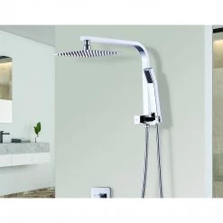 Della Francesca WELS 8" Rain Shower Head Set Square Dual Heads Faucet High Pressure Hand Held DIY & Renovation