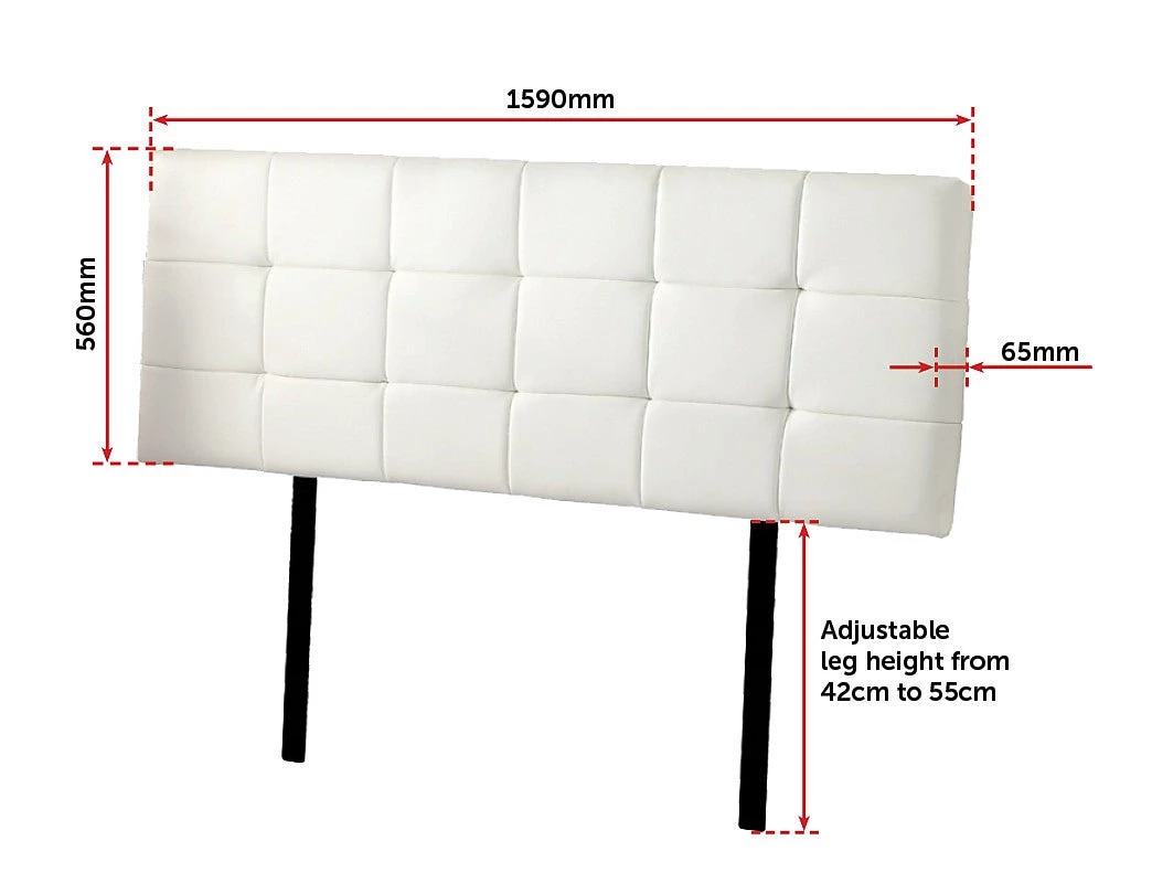 Palermo Furniture Queen PU Leather Bed Deluxe Headboard Bedhead - White