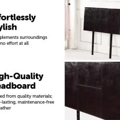 Palermo Single Brown PU Leather Bed Headboard Bedhead Furniture