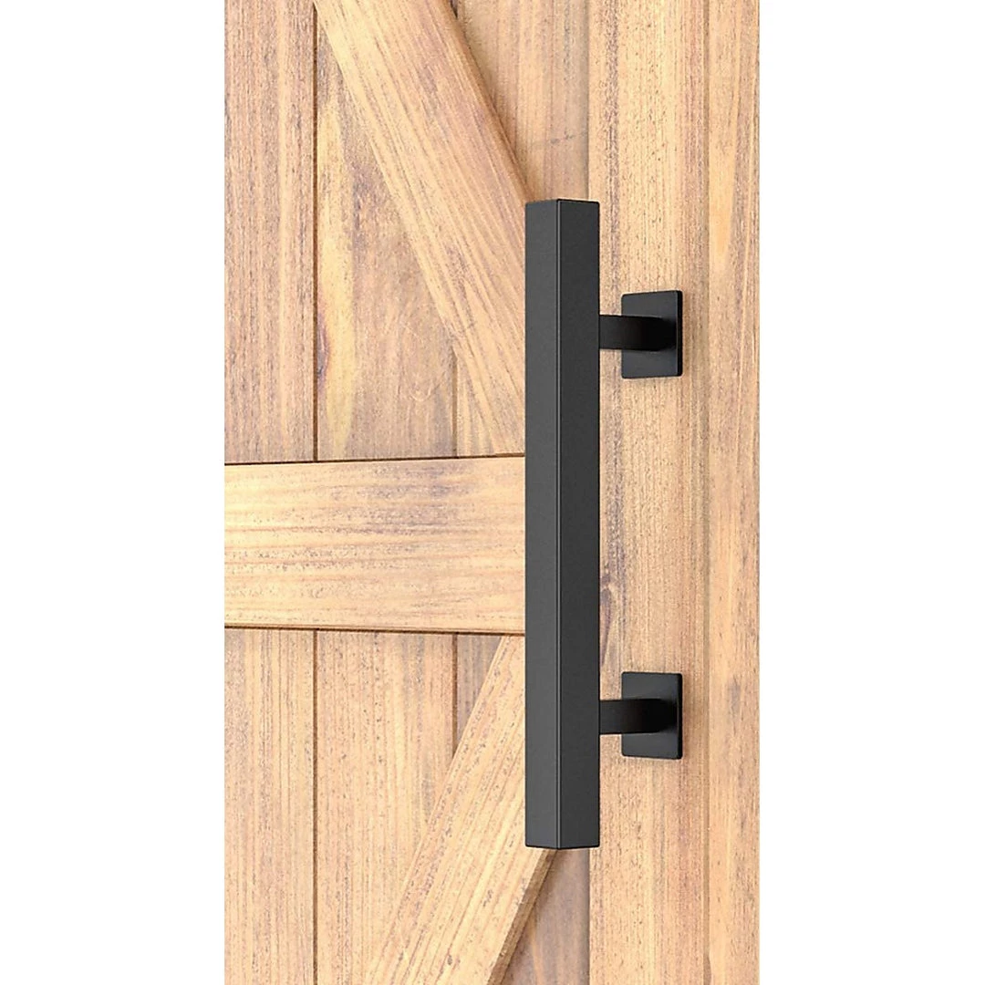 Randy & Travis Machinery 12" Square Pull And Flush Door Handle Set Black Barn Door Hardware DIY & Renovation