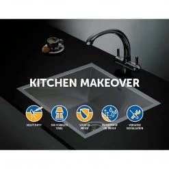 Brienz 440x440mm Stainless Steel Single Bowl Sink With Round Waste DIY & Renovation