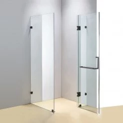 120 X 90cm Frameless 10mm Glass Shower Screen By Della Francesca BLACK Hinges/Brackets And SQUARE Handle DIY & Renovation