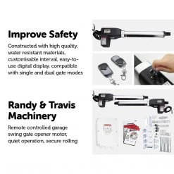 Randy & Travis Machinery 1000KG Double Swing Auto Motor Remote Gate Opener DIY & Renovation